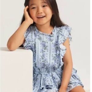 LoveShackFancy Decker Dress Cerulean Blue Floral Cottage Rose Easter